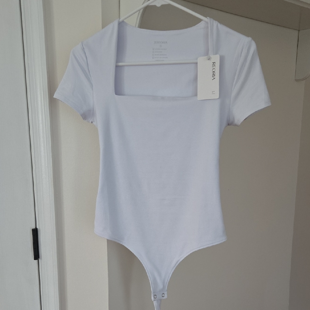 ReoRia White Short Sleeve Bodysuit